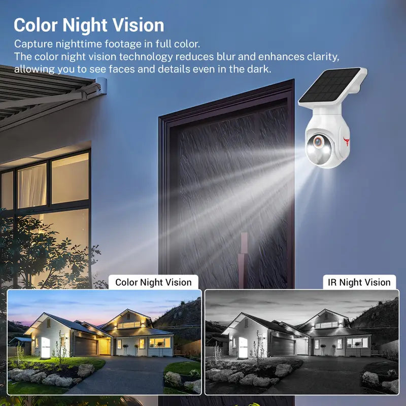 Solar Powered Wireless Security Camera Outdoor – 1080p HD, Motion Detection, Night Vision, Waterproof, Home Surveillance System