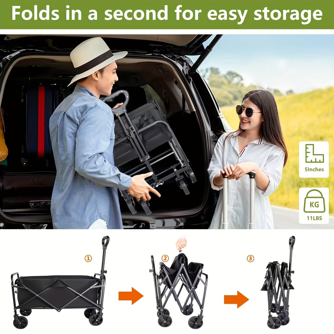 MaxLoad - Heavy Duty Folding Utility Wagon, Outdoor Collapsible Cart