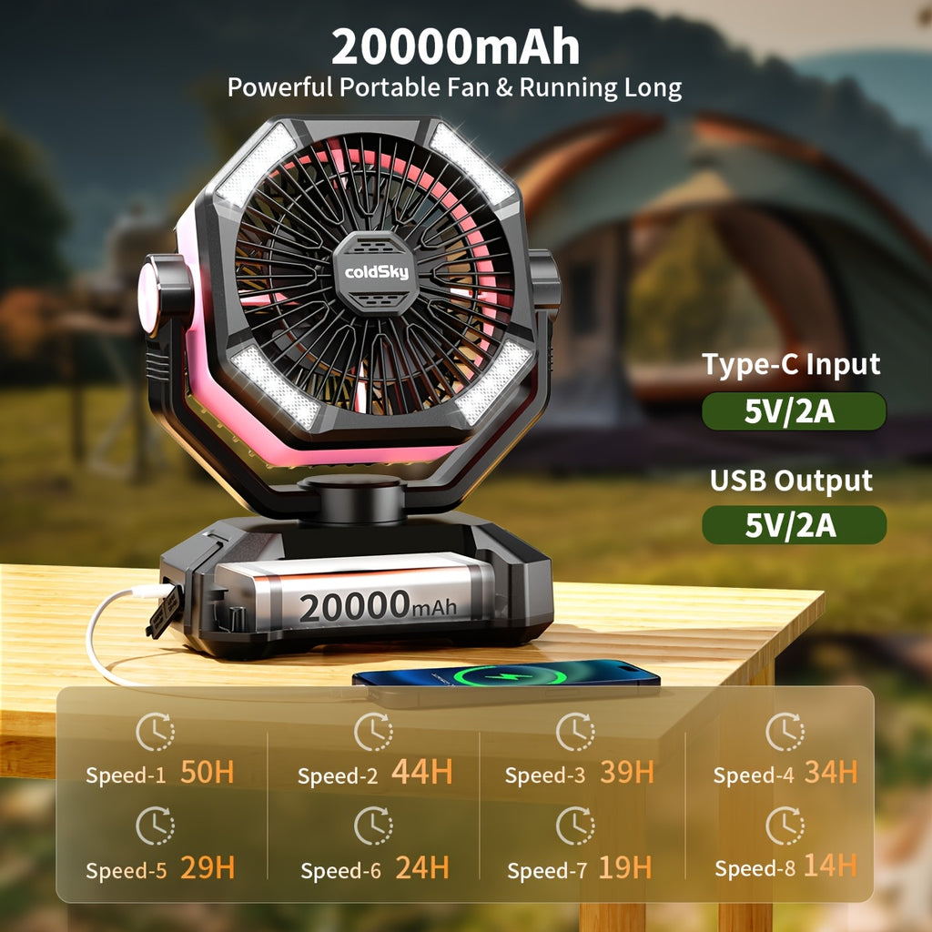 StormLite - 20000mAh Dual-Motor Desk/Outdoor Fan, Portable Battery Fan