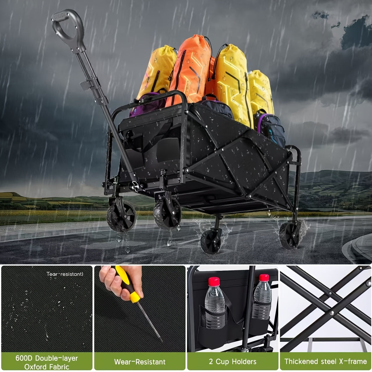 MaxLoad - Heavy Duty Folding Utility Wagon, Outdoor Collapsible Cart