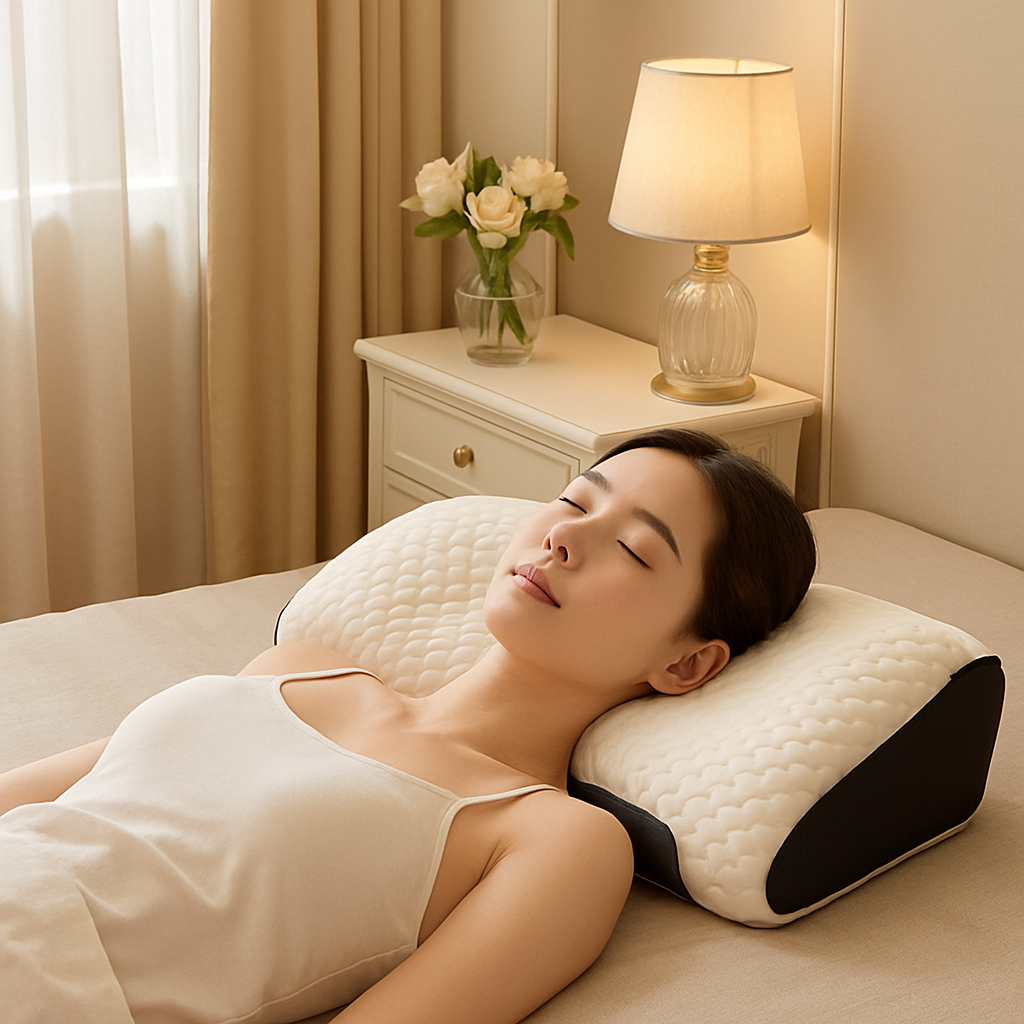 Orthopedic Neck Pillow for Pain Relief – Ergonomic Adjustable Cotton Massage Pillow with Contour Support & Removable Cover