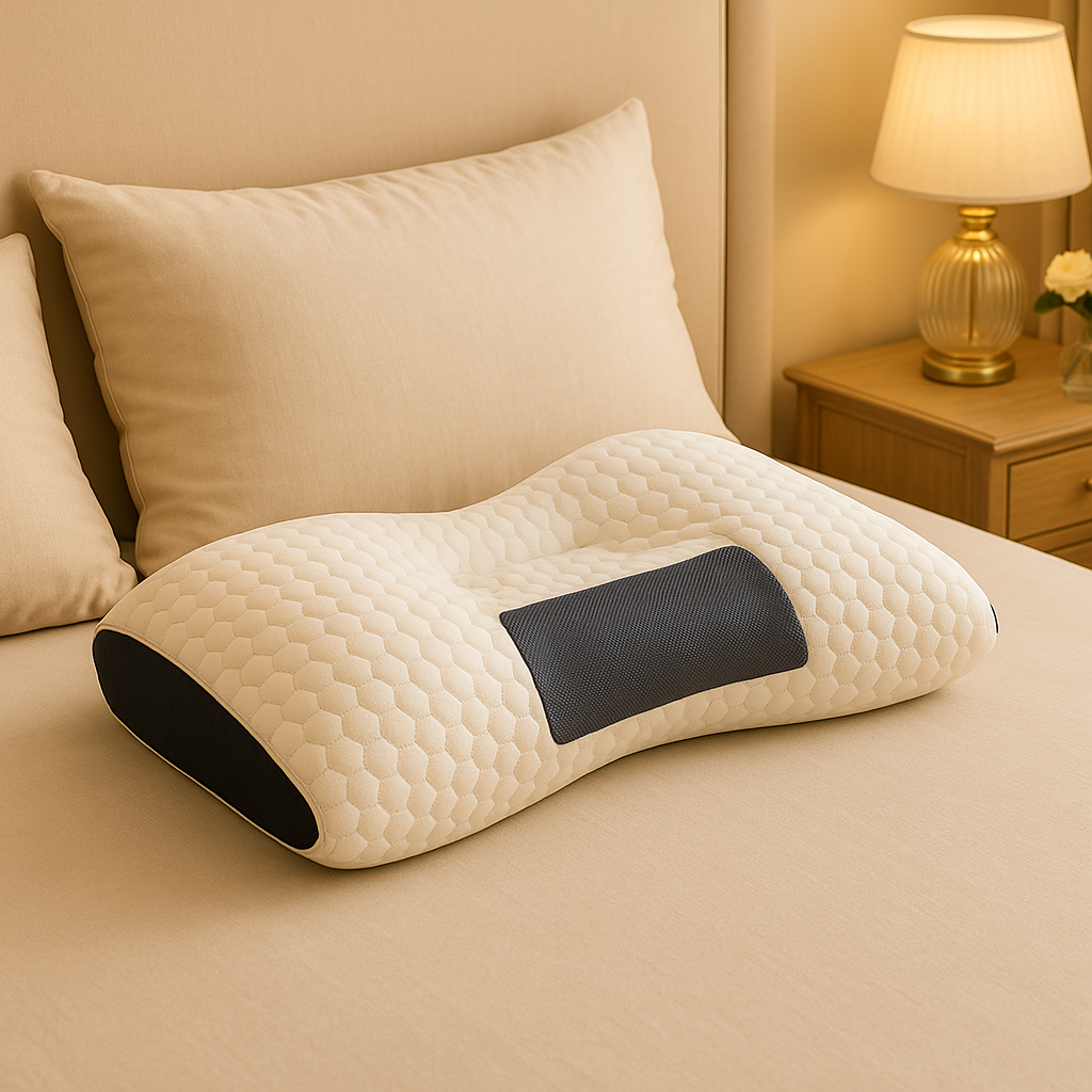 Orthopedic Neck Pillow for Pain Relief – Ergonomic Adjustable Cotton Massage Pillow with Contour Support & Removable Cover