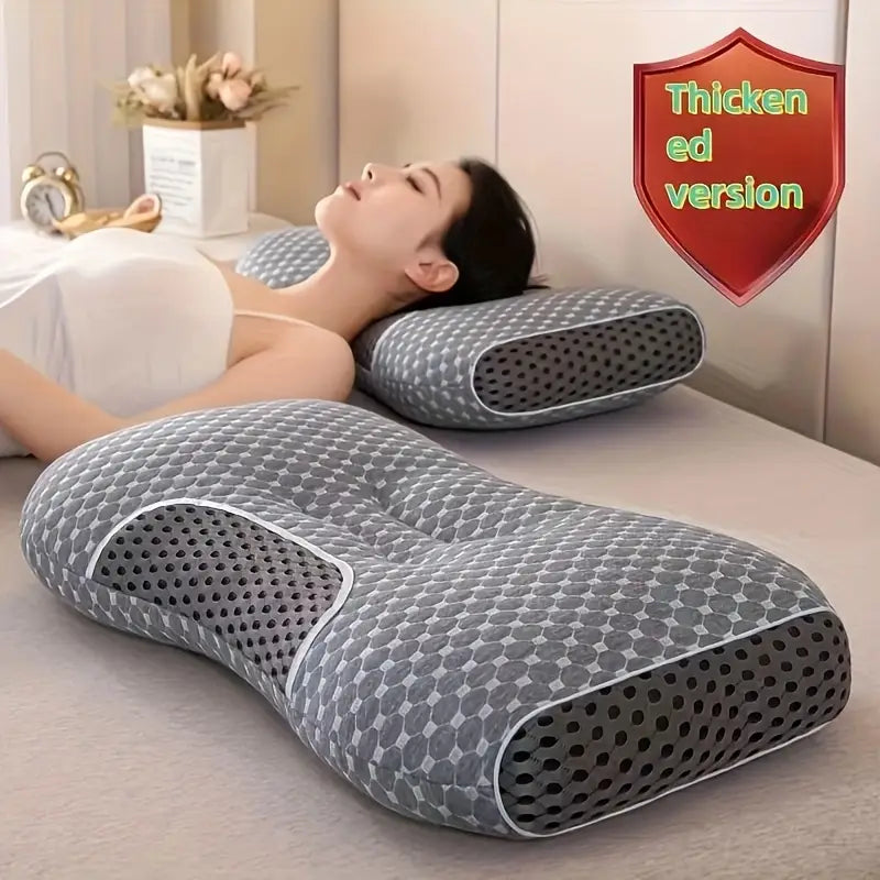 Orthopedic Neck Pillow for Pain Relief – Ergonomic Adjustable Cotton Massage Pillow with Contour Support & Removable Cover