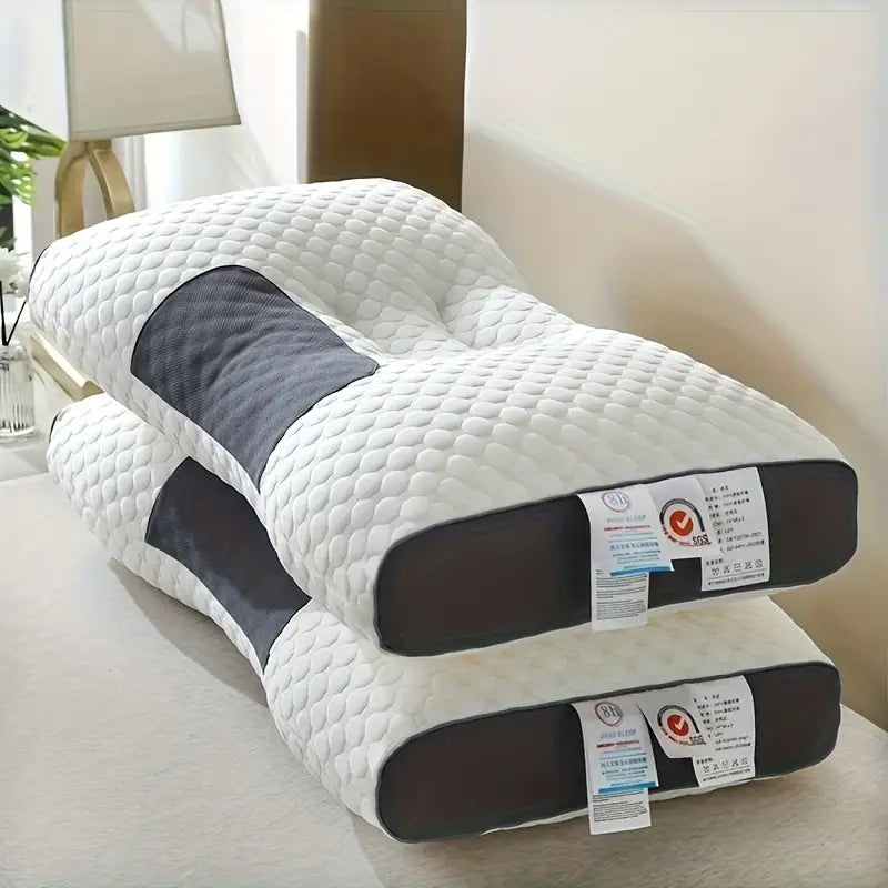 Orthopedic Neck Pillow for Pain Relief – Ergonomic Adjustable Cotton Massage Pillow with Contour Support & Removable Cover