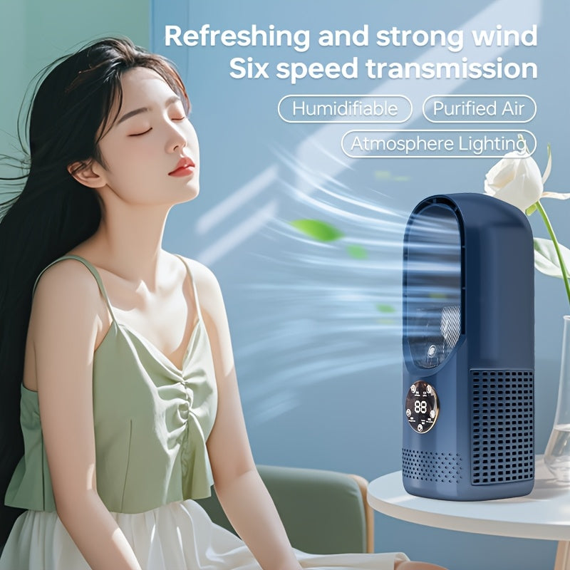 CoolPillar - Compact USB Cooling Fan with Humidifying Mist