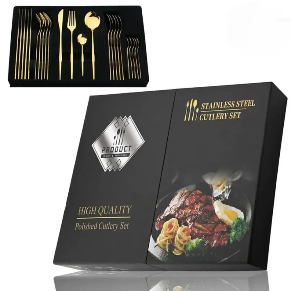 Luxy 24-Piece Golden Cutlery Set + Gift Box - Primus