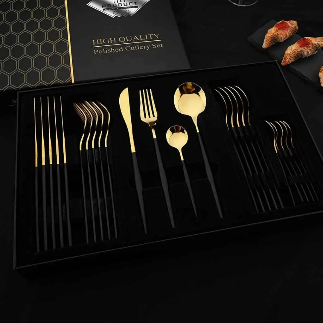 Luxy 24-Piece Golden Cutlery Set + Gift Box - Primus