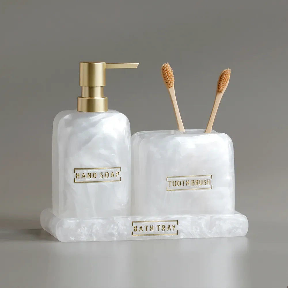 Pearly White Bathroom Dispenser Kit - Primus