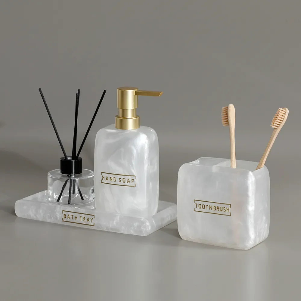 Pearly White Bathroom Dispenser Kit - Primus